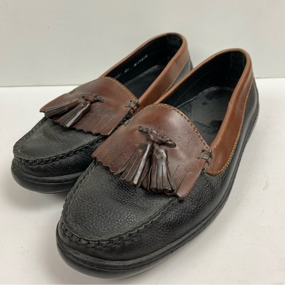 Cole Haan Black Brown Keltie Country Loafers Slip-on Leather Tassel Men’s 8.5 - Picture 3 of 9